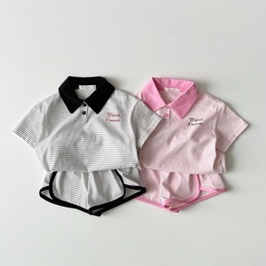【BABY&KID】夏作ボーダ柄ポロシャツセットアップ
