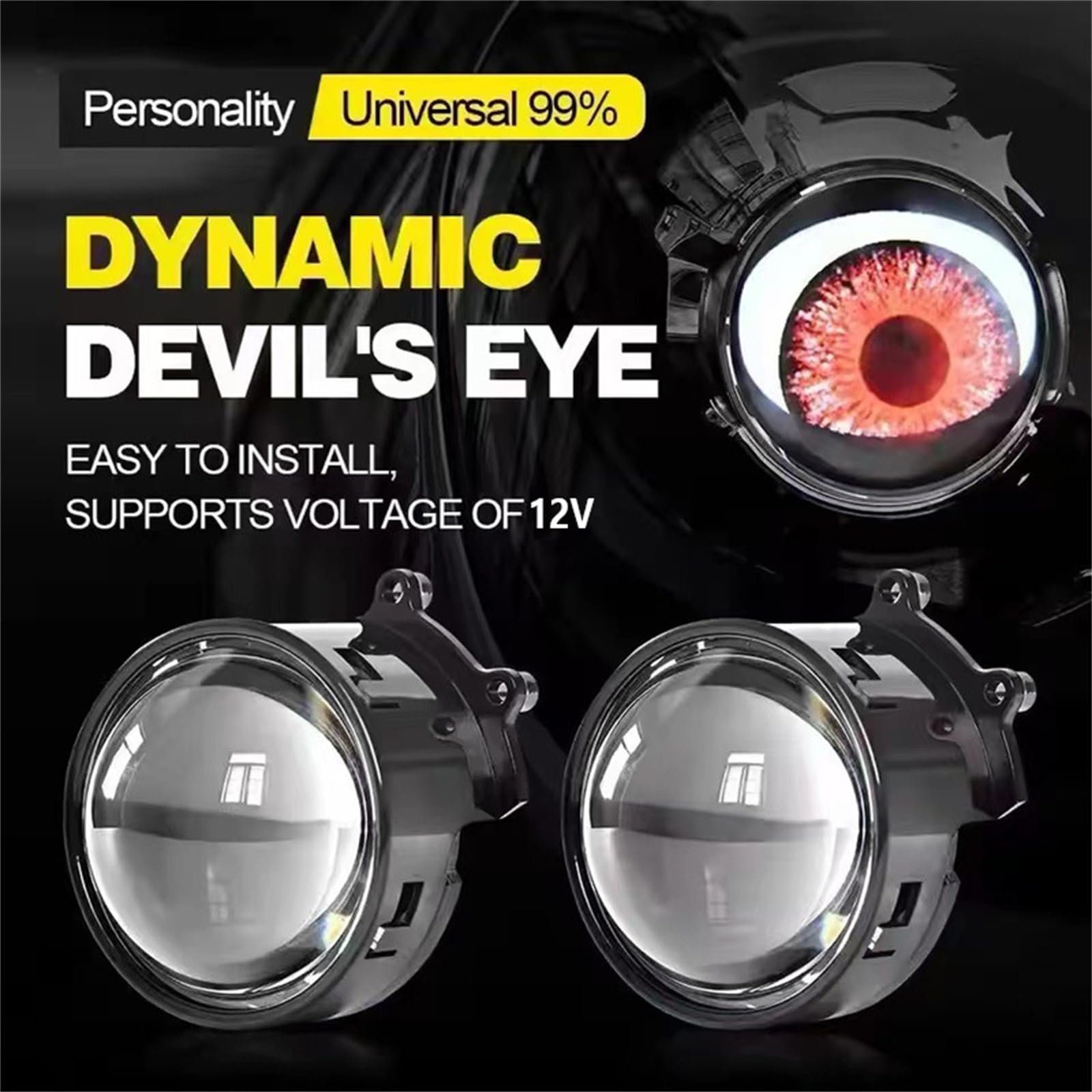 フォグランプダイナミックデビルズアイ LEDライト 2PCS 12V-36V フォグランプダイナミックデビルズアイ LEDライト 2PCS 12V-36V