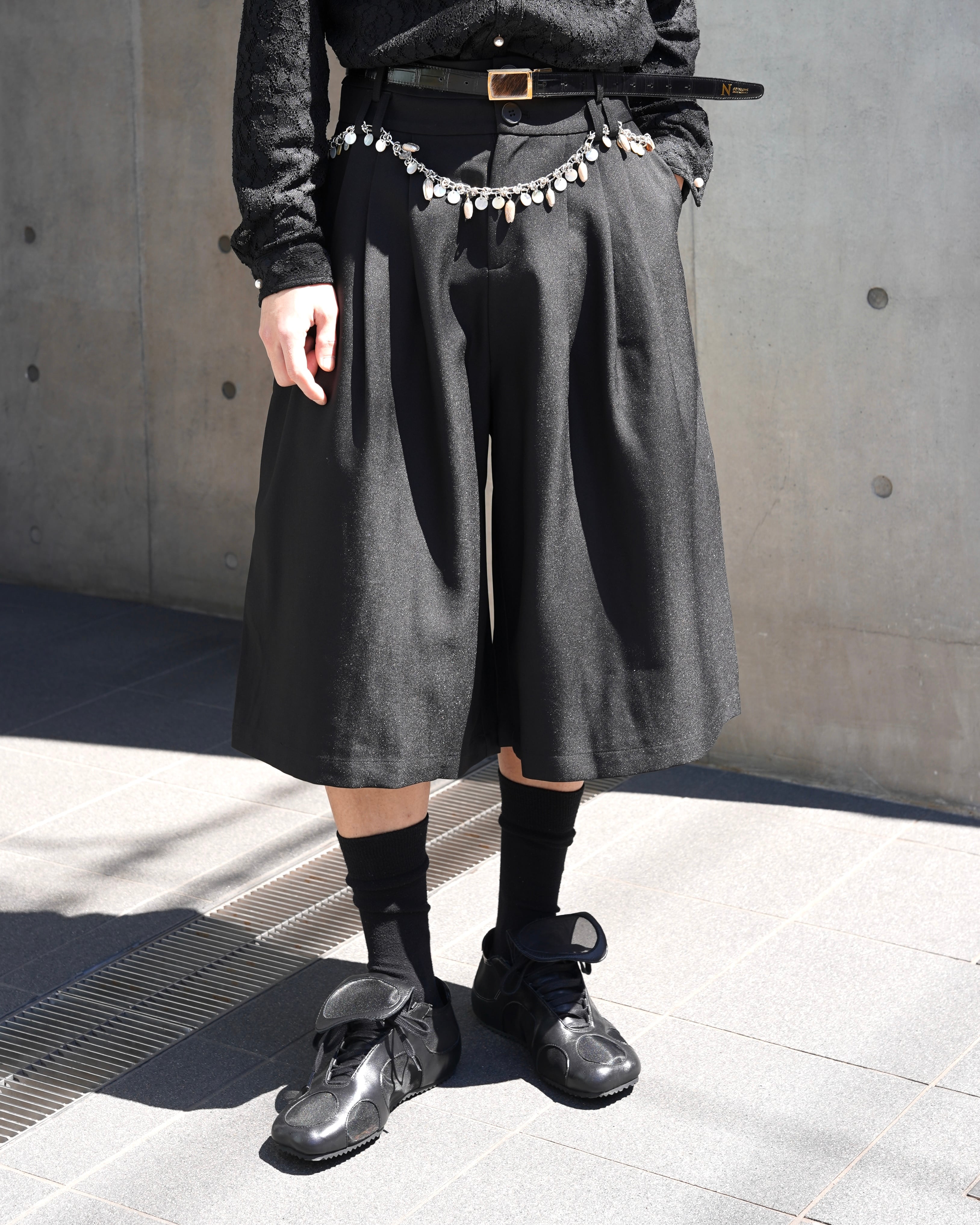 パンツ double belt loop wide half trousers Hype】double belt loop wide half trousers | hypeofficial
