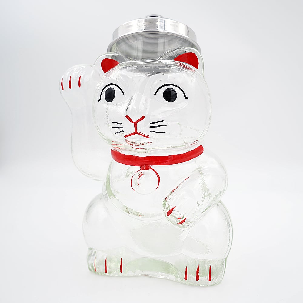 ビンテージ瓶、クリア招き猫、美品、即購入OK、すぐに匿名発送いたします 猫菓子びん(招き猫) | マスノヤ衣料品店・マスノヤ猫雑貨店