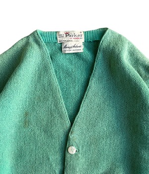 Vintage 60s Parker Alpaca wool knit cardigan -Light green-