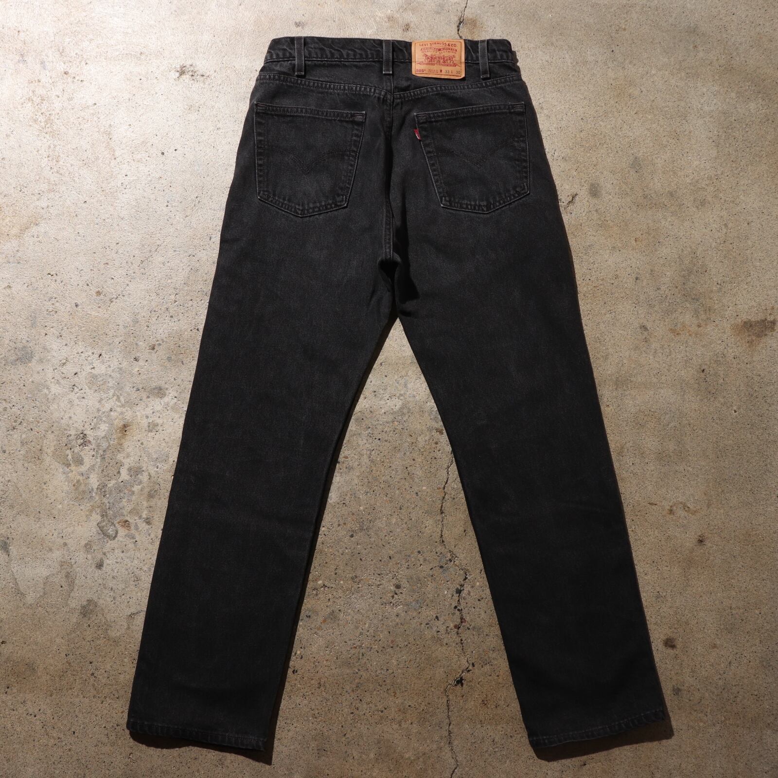 美品 33×30 Levi's 505 米国製 サルファー ブラックデニムパンツ