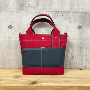 当店人気No.1.▽Bi Color Tote "M"【濃赤×鉄コン】
