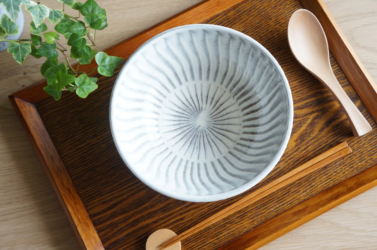 小石原焼　早川窯元　丼　刷毛目　① 【8-287】