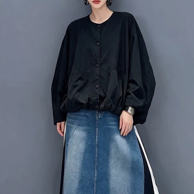 ドロップショルダー コクーン ショートジャケット 2color JK0380