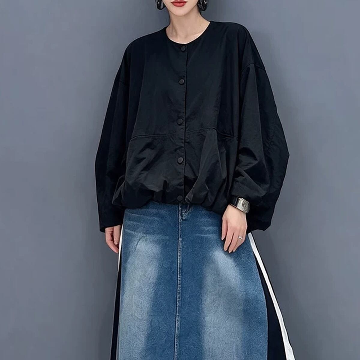 ドロップショルダー コクーン ショートジャケット 2color JK0380
