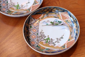 伊万里焼 色絵 風景人物文 小皿