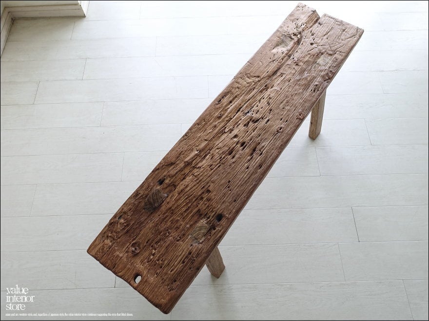 オールドチークベンチX02 スツール 長椅子 古材家具 一枚板 無垢材