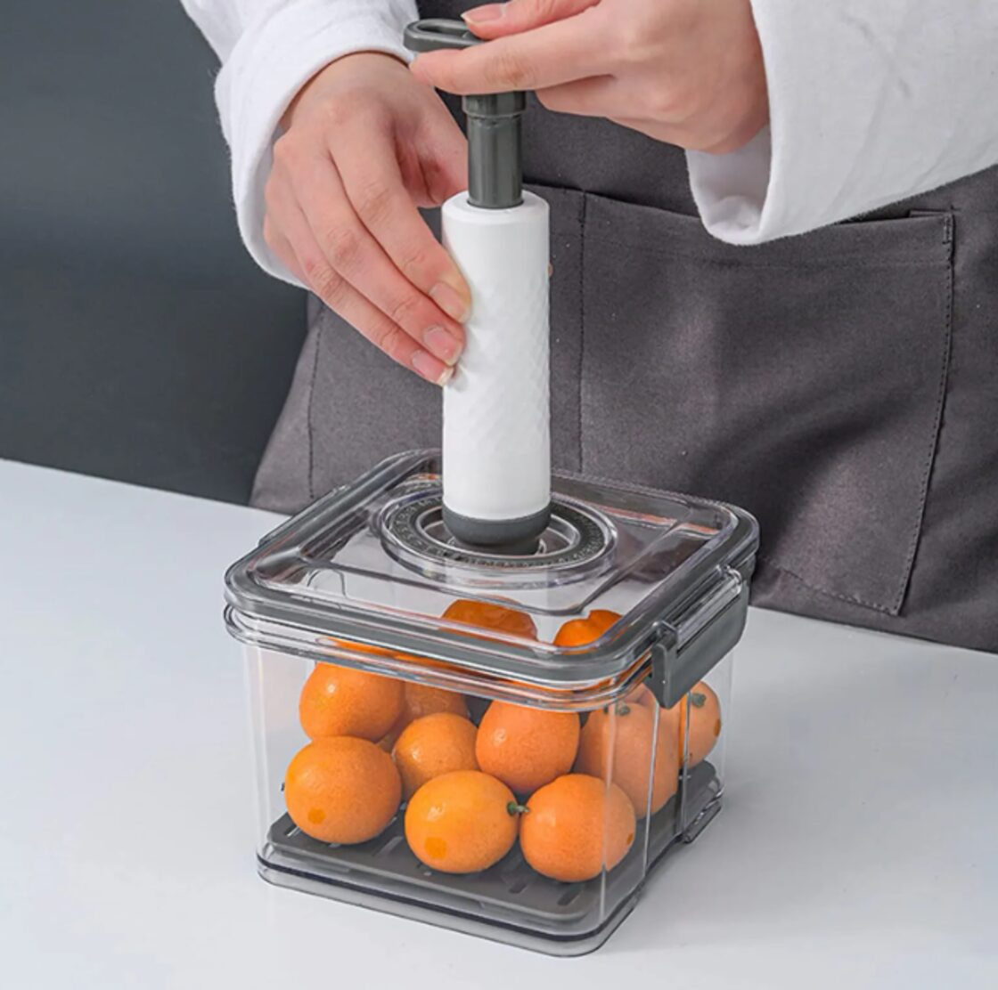 小）真空食品保存容器 透明 冷蔵庫 オーガナイザー タッパー フード