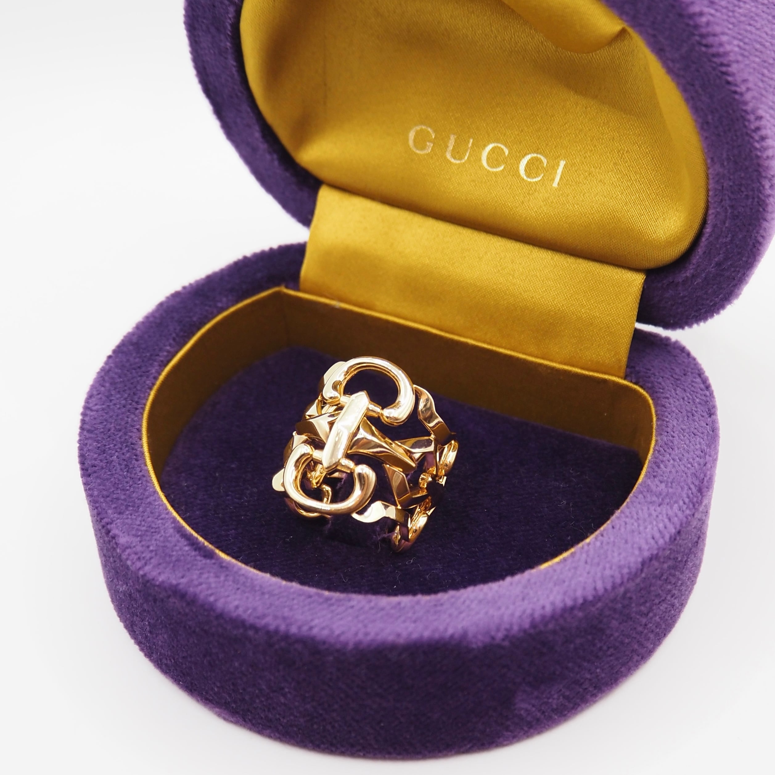 GUCCI 約14号 GUCCI ホースビット リング YG K18 ゴールド グッチ