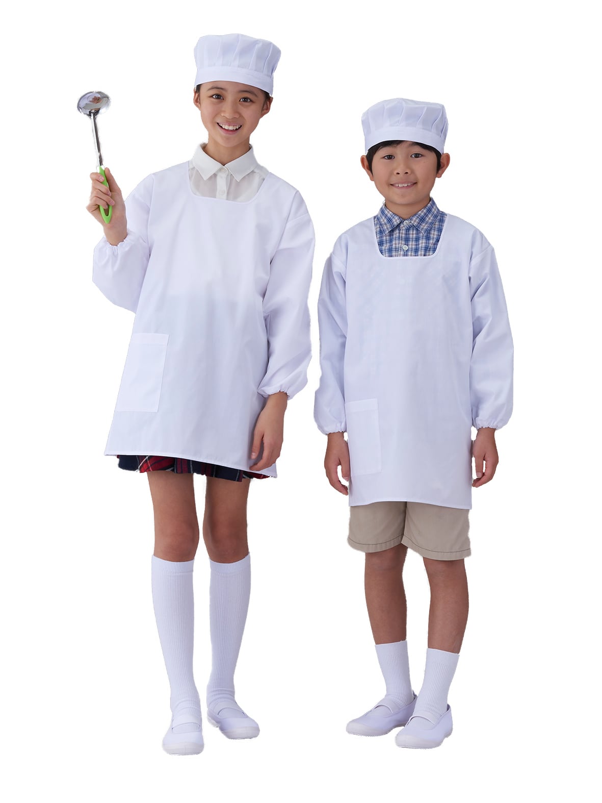 かっぽう着型給食衣 サイズ(目安身長)：7号（160cm) 394-30AP ※男女