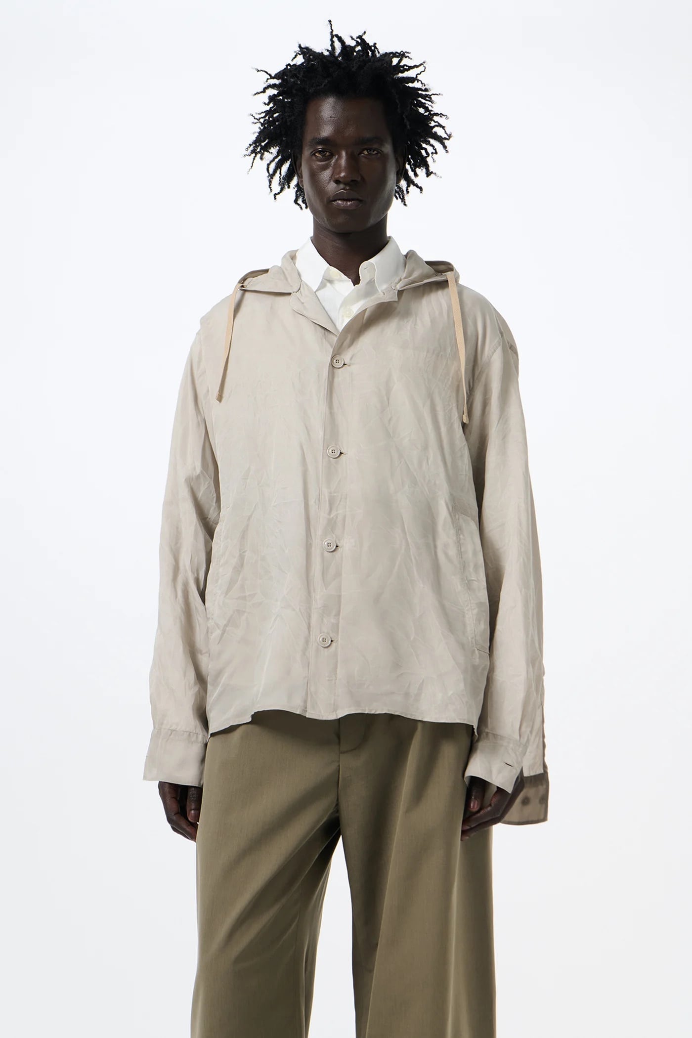OUR LEGACY ROVER SHIRT Ghost Grey Wax Dipped Cupro M2262RW | BEST