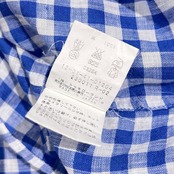 リネン100% MACPHEE マカフィー トゥモローランド ギンガムチェック柄 長袖シャツ 38/ブルー系 レディース