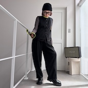 MIXツイードノースリvest/ブラック