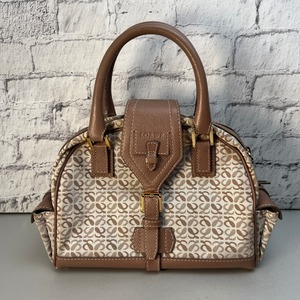 LOEWE ボーリングバッグ キャンバス×レザー ハンドバッグ ベージュ A-10192