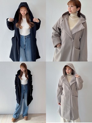 アウター発売記念SALE第二弾！ウール調 フーディーアウター 定価:¥9,890→ ¥8,901 税込