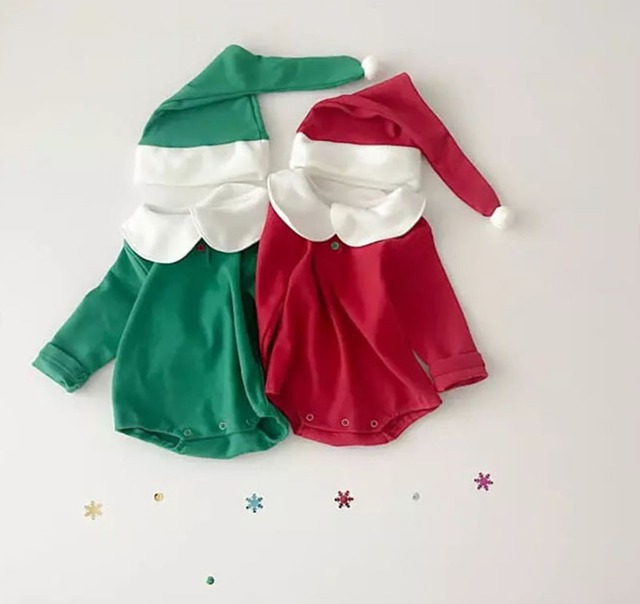 予約2点set Christmas rompers&hat