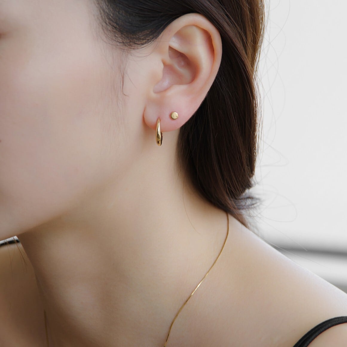 K18イエローゴールド フープピアス（バネキャッチタイプ）【MKY0009P1