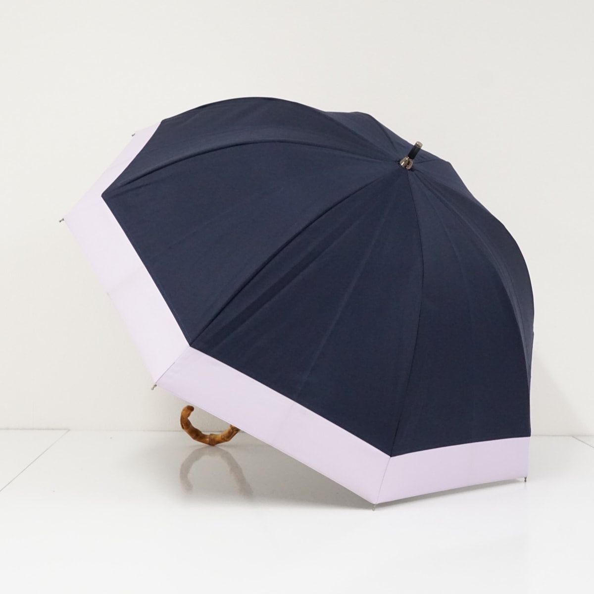 完全遮光折日傘 芦屋ロサブラン USED品 3段折 コンビ ネイビーXピンク