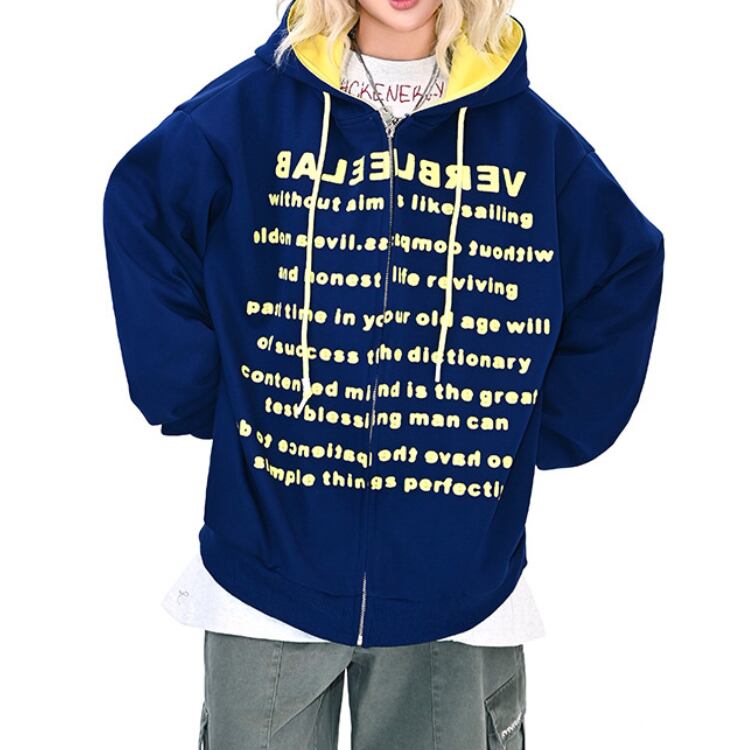 ロゴプリント ジップアップ パーカー ◆2col L00342