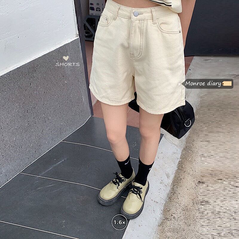 スタンダードショーツ サマーハイウェストウェストスリムルーズワイドレッグパンツ レトロ 夏物 ブルマー ワイドパンツ モンロー57028347759