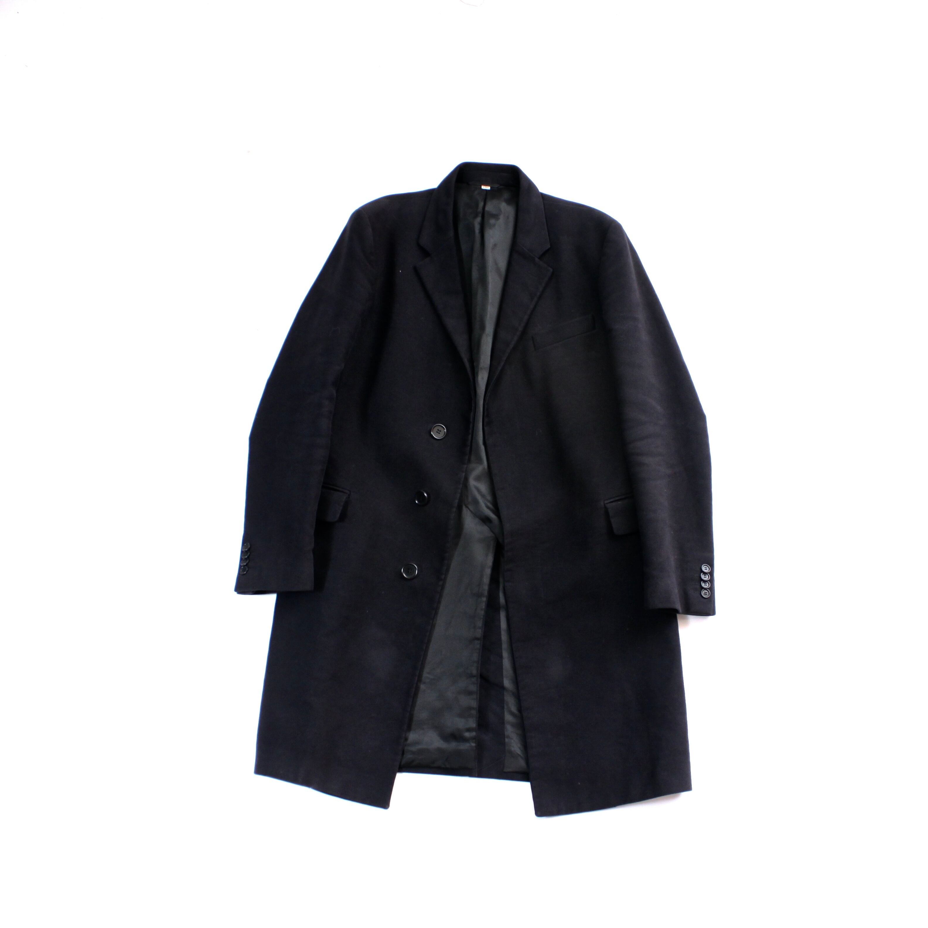 0744. 2000's helmut lang moleskin coat ブラック チェスターコート 