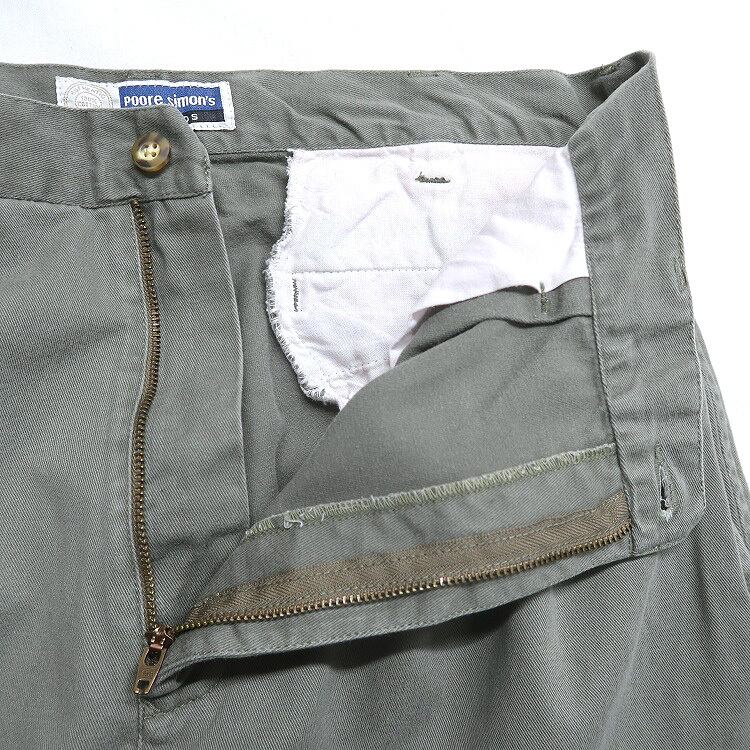 古着 Poore simon's チノパンツ ツータック オリーブ 表記：W34L30