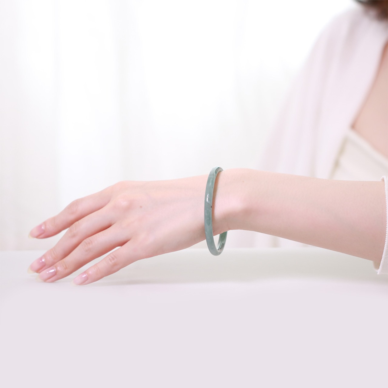 【内径 約58mm】princess/Guatemala 翡翠バングル A貨翡翠 jd_bg1399