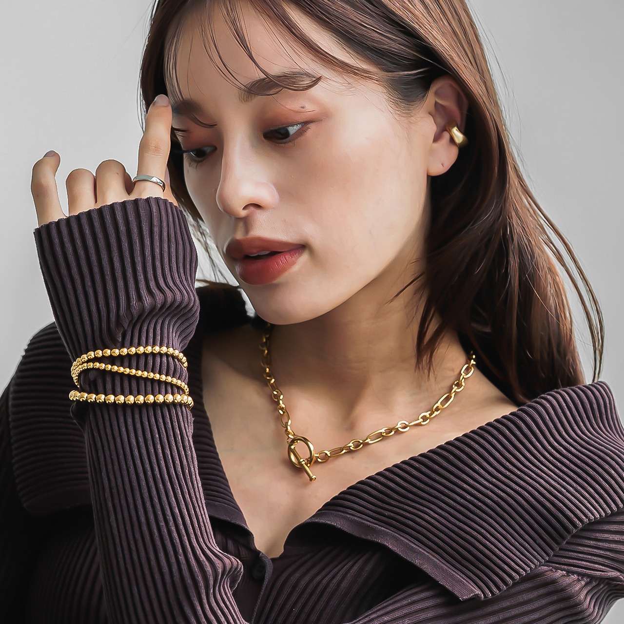 【ネコポス便】ネックレス オーバルリンクチェーン ネックレス 短め ステンレス 18K 金属アレルギー対応 2390