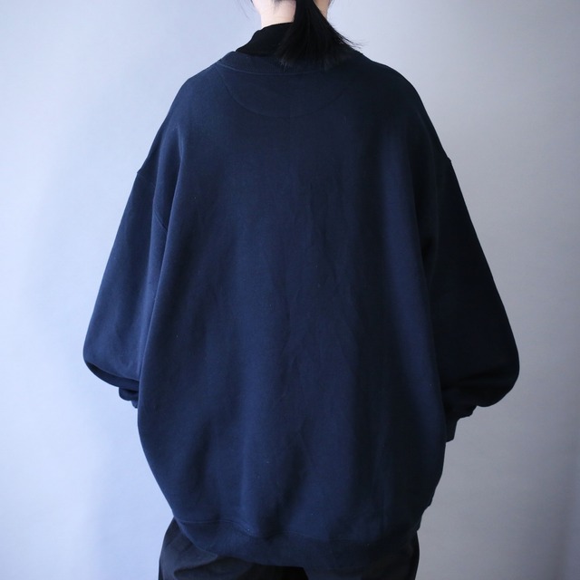 "狼×刺繍" super over silhouette black mode sweat