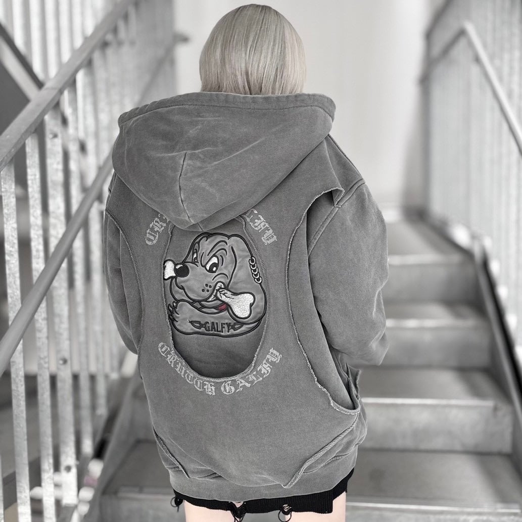 【GALFY】穴の向こうにわんちゃんパーカー 153056 ガルフィー アウター ストリート サブカル グランジ ブランド レディース