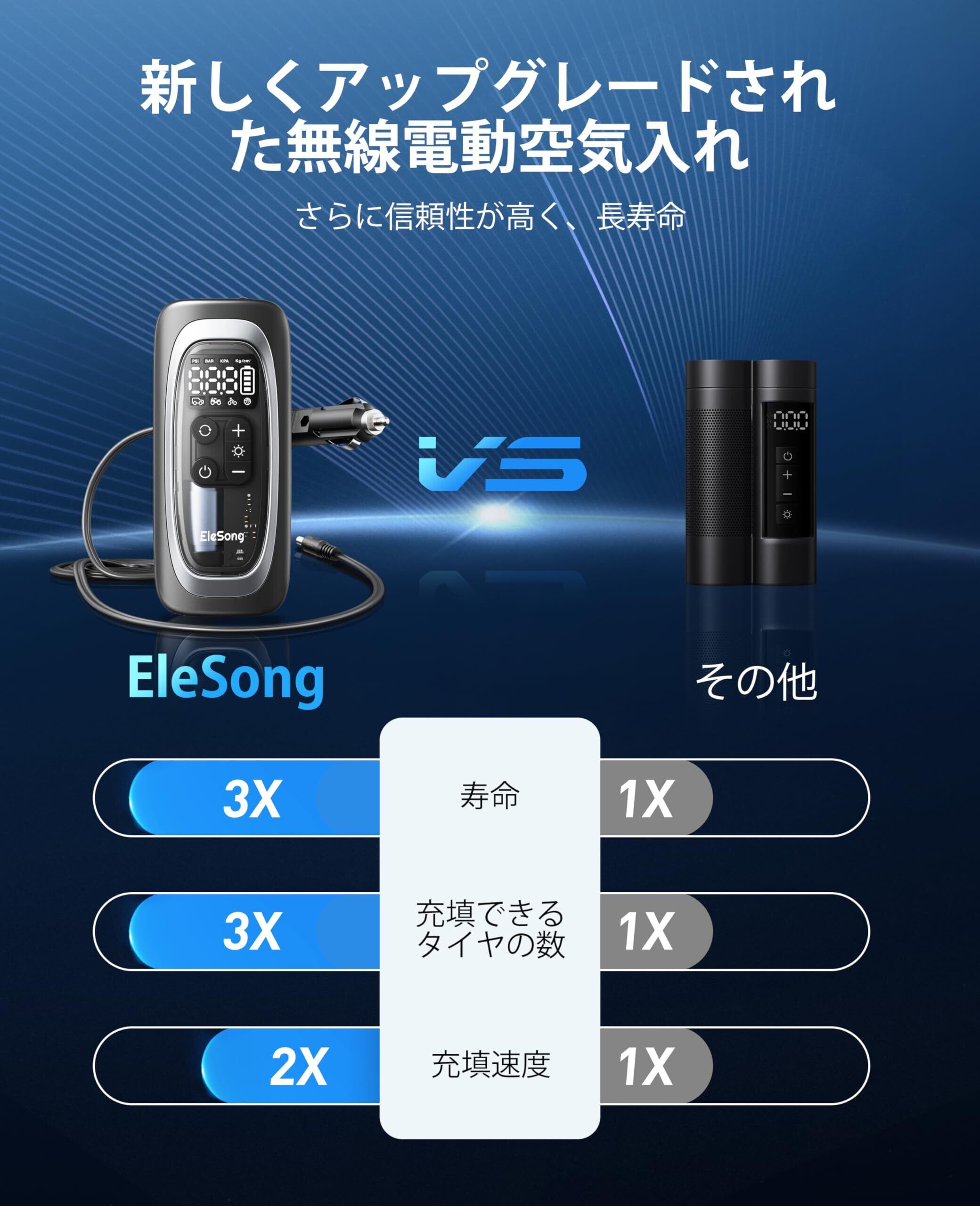 電動空気入れ 5200mAh 無線 150PSI コードレス 携帯用充電式 空気入れ