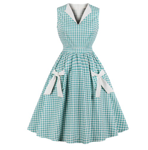 ♢ギンガムチェックレトロ模様ワンピース♢1950s style 1950-011 ♢ギンガムチェックレトロ模様ワンピース♢1950s style 1950-011