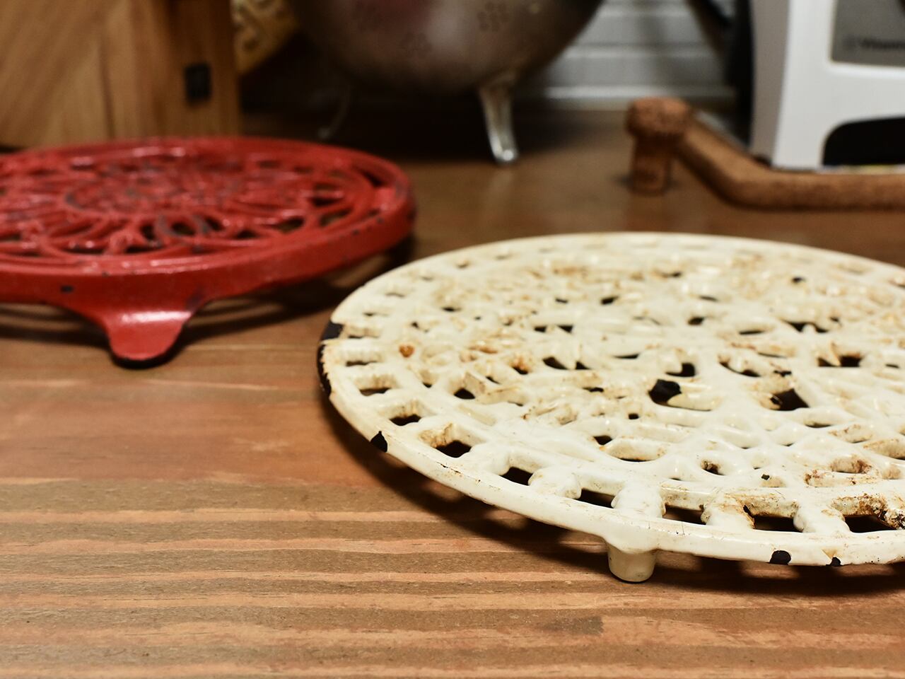 *売約済* 人気のアイアン トリベット / 鍋敷き 白 フレンチアンティーク