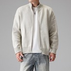 Zip-Up Hip-Length Wide Knit Jacket ◇2color H0860