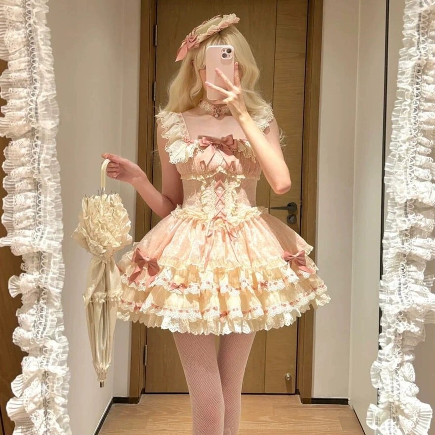 ロリータファッション 甘ロリピンクフリルワンピース | ロリィタ
