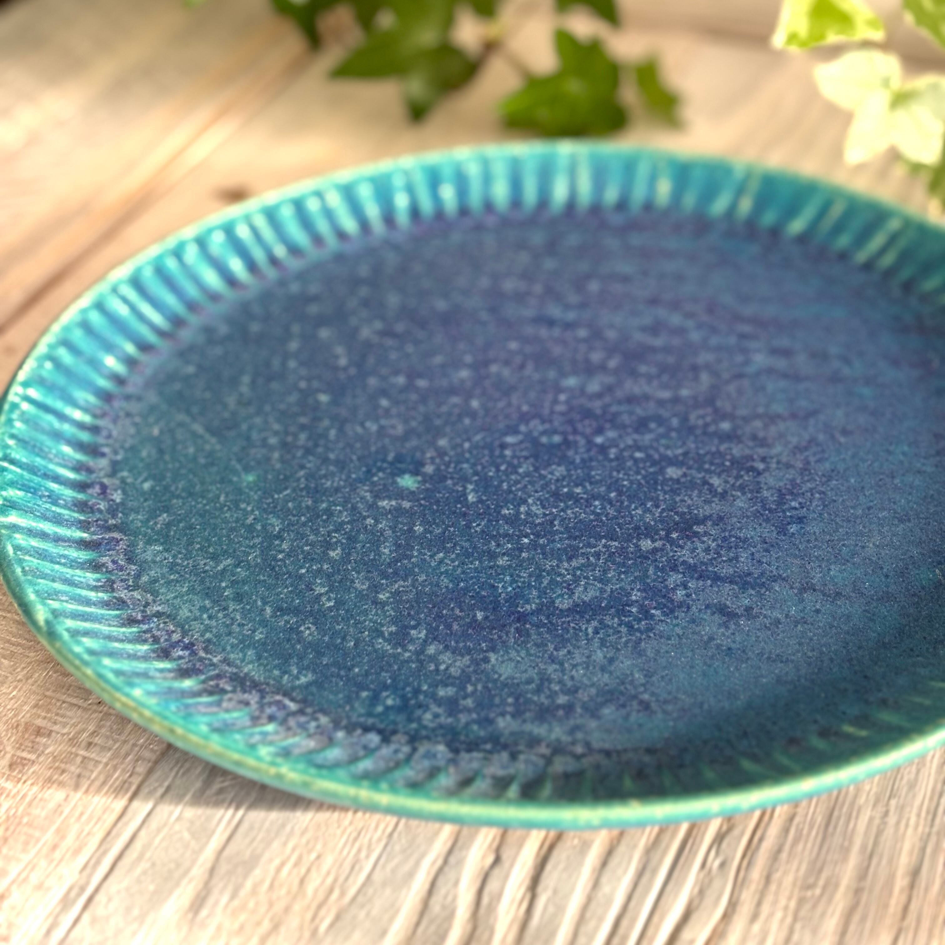 大皿 縞プレート ワンプレート | Blue Pottery