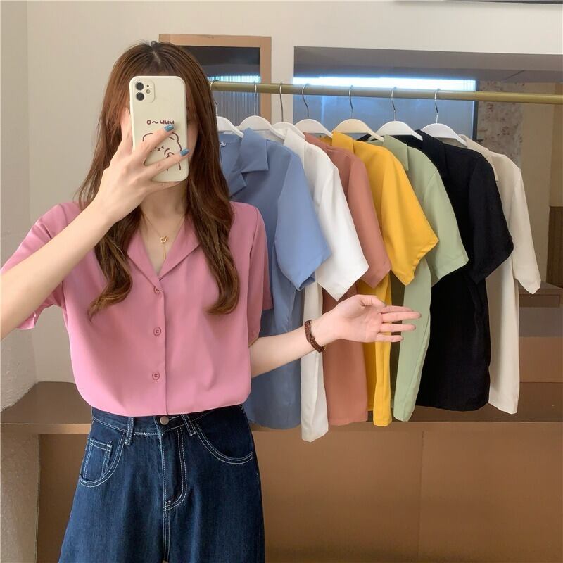 カラーホワイトシャツ サマー薄手トップス 夏物 1号婦人29154629893