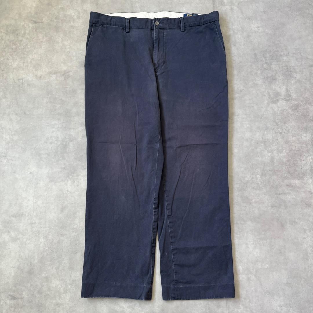 ポロ ラルフローレン W34 ポロチノ 古着 チノパン パンツ 紺 19064