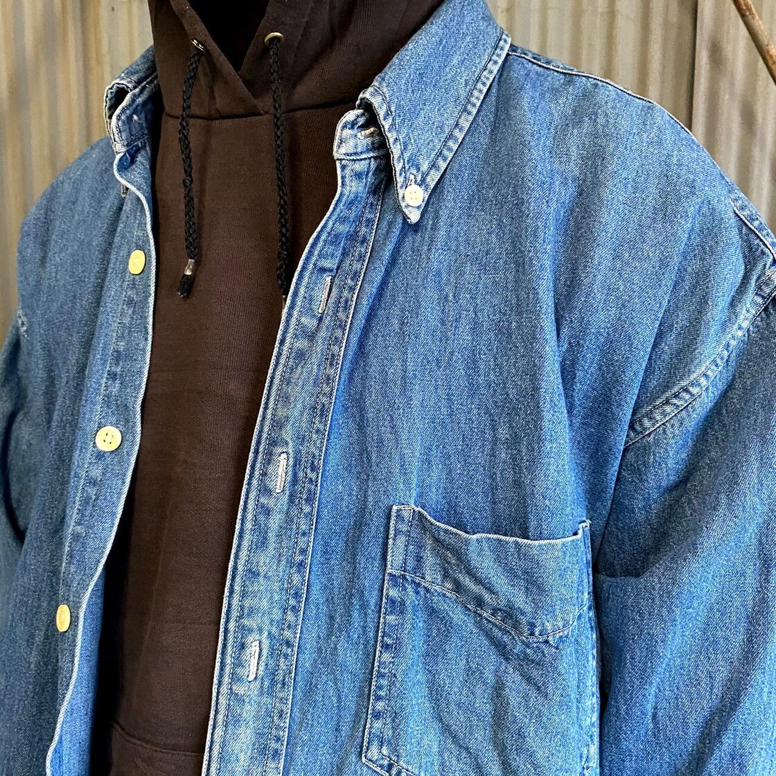 90年代 巨人タグ J CREW Jクルー 長袖 デニムシャツ メンズXL 古着  