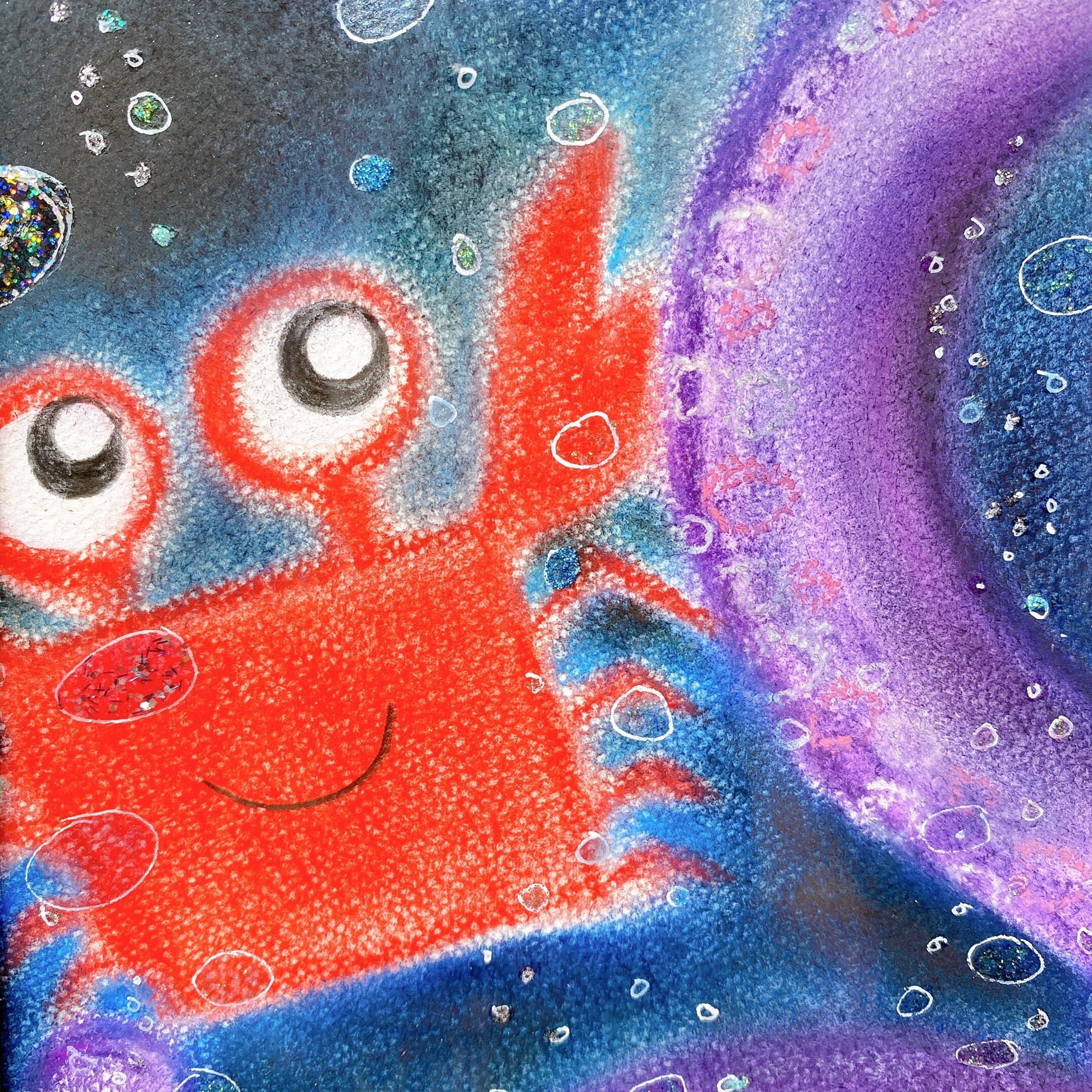 癒しの絵】タコ原画～願いを叶えるタコと魔法の杖〜送料無料～ ギフト