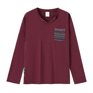 [CONP] V-neck Bead Pocket Flower Top