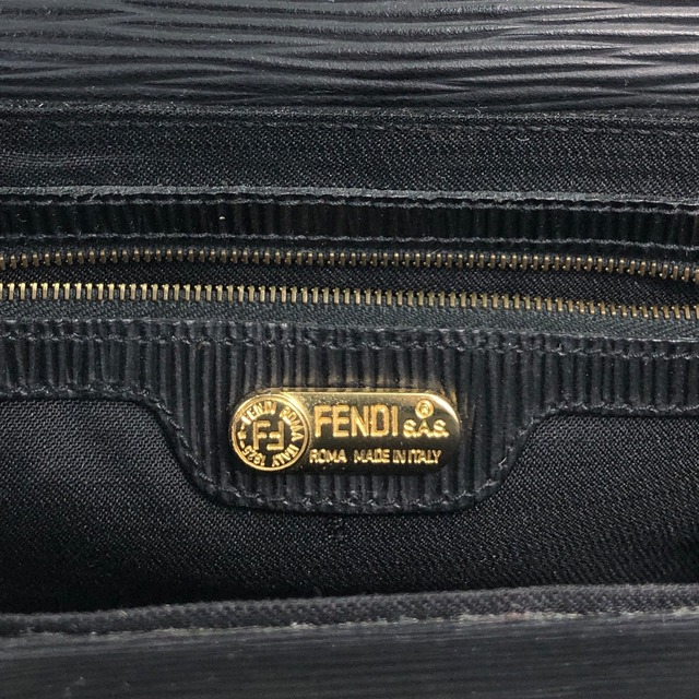 FENDI フェンディ ショルダーバッグ ブラック ロゴ レザー 型押し vintage ヴィンテージ オールド asc2di
