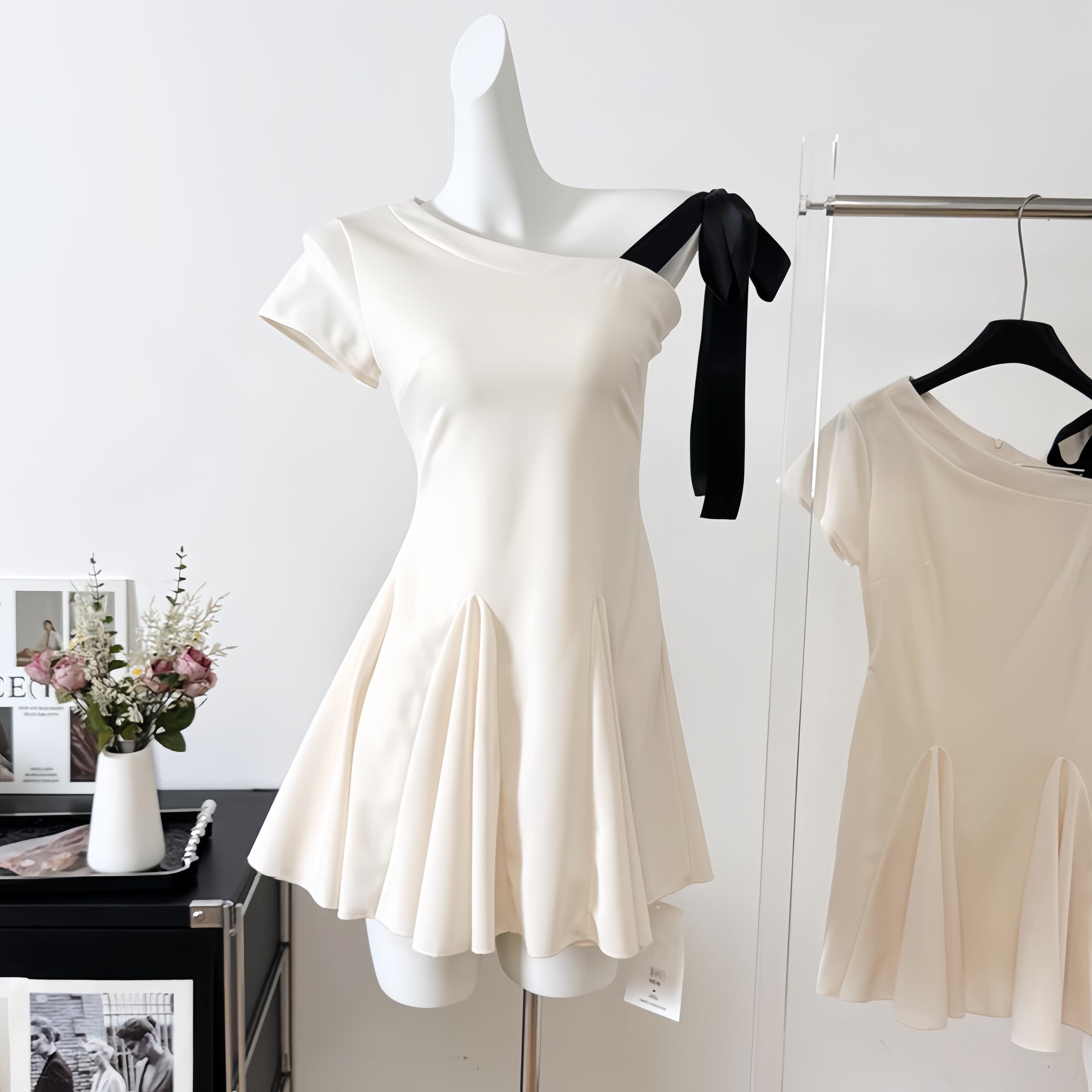 dress】ワンショルダーリボンワンピース M32129 | nanastyle