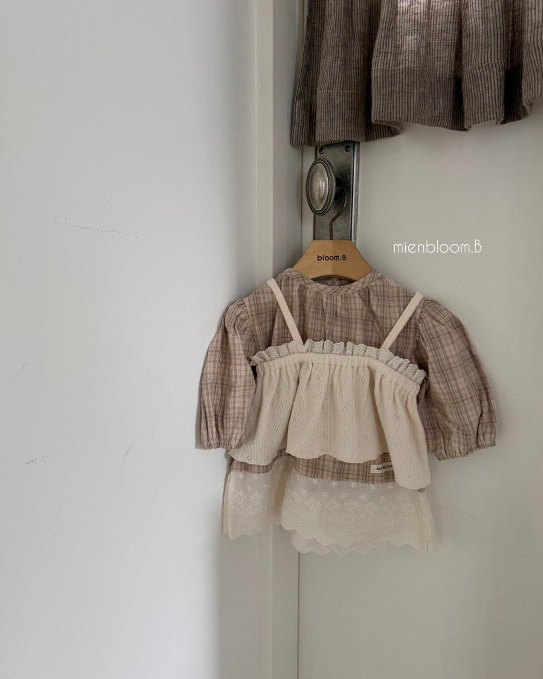 送料無料【予約】/ kidsチェックレースワンピース / mienbloom