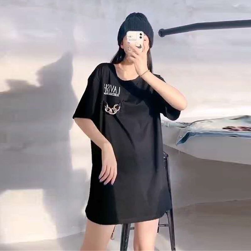 2020プラスサイズの女性の新しいファッションファットmmドレス秋のカバーベリールック薄いウエスタンスタイルのTシャツレター女性のスカートのトレンド ミックスインファッション98771217820