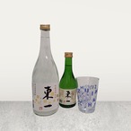 東一・焼酎セット①：720ml、300ml 各1本+グラス 1個【酒粕焼酎+山特純】
