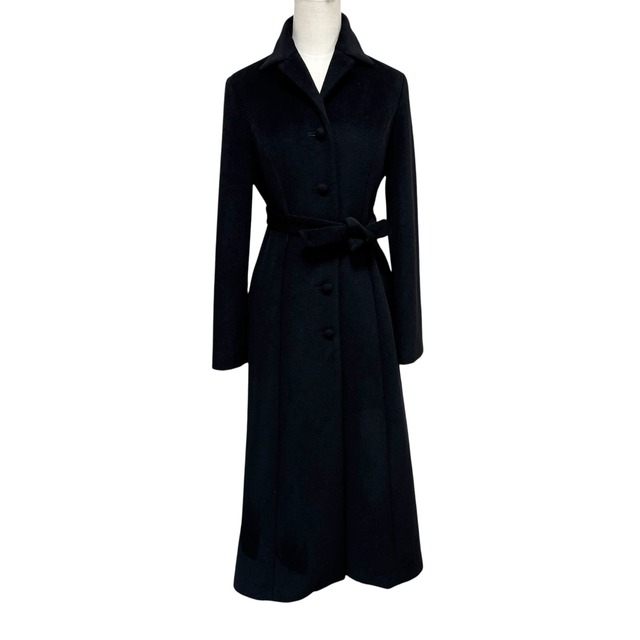 古着 シビラ Sybilla アンゴラコート ロングコート クリーニング済み 黒 レディース Mサイズ