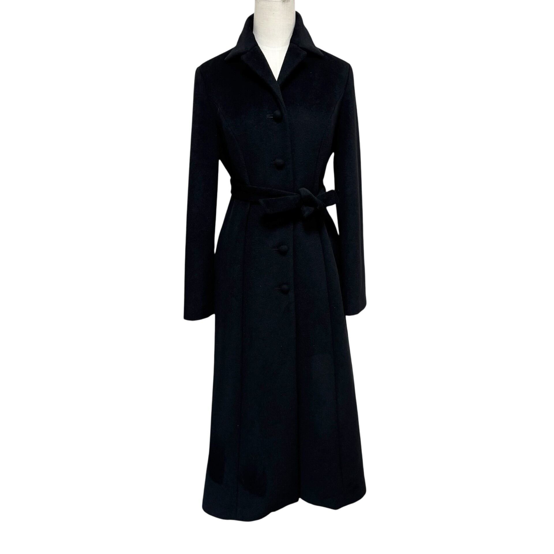 古着 シビラ Sybilla アンゴラコート ロングコート クリーニング済み 黒 レディース Mサイズ