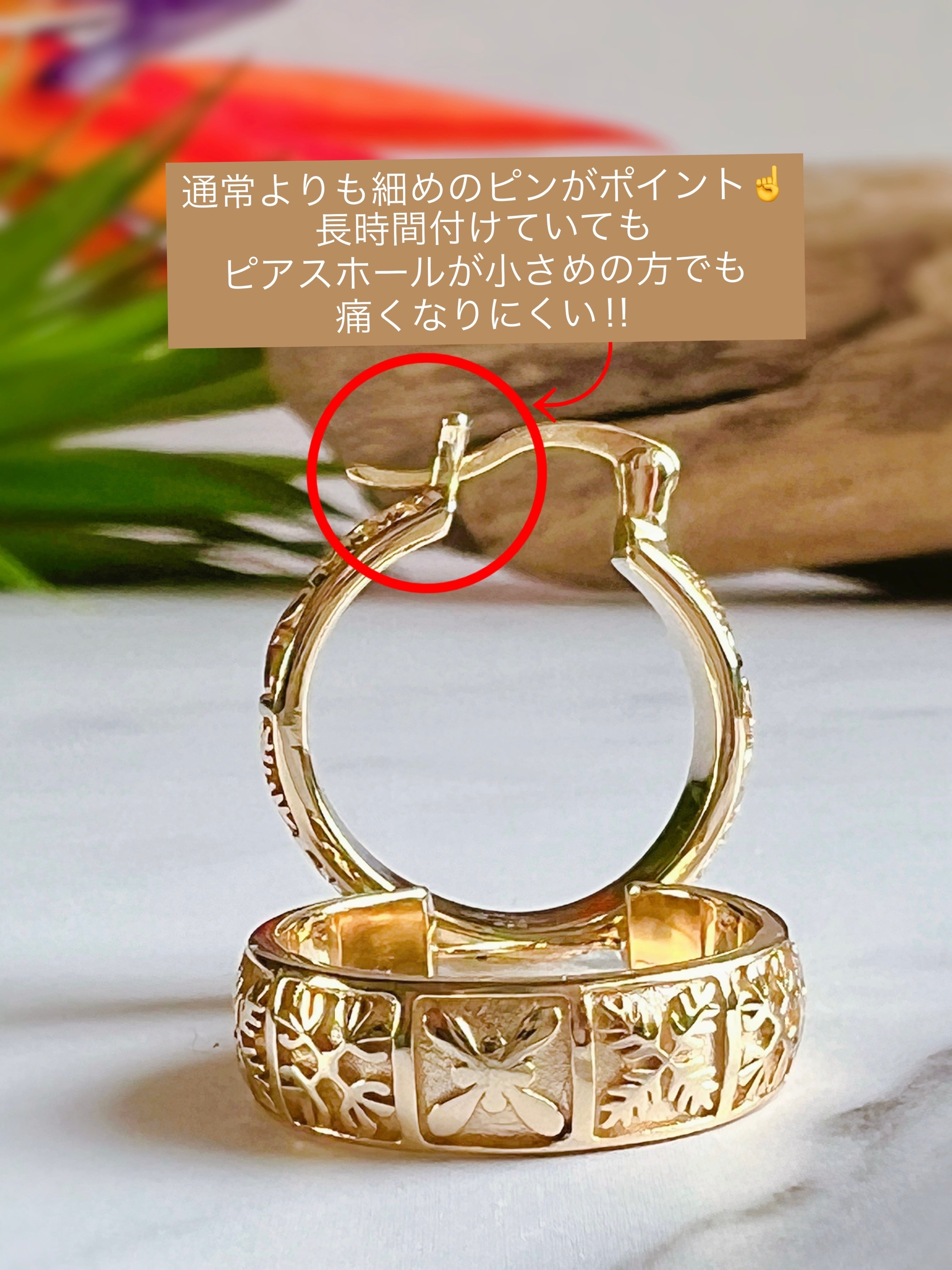 13mm Hawaiian quilt hoop earring Hawaiianjewelry(ハワイアン